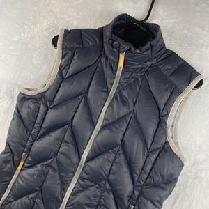 Eddie Bauer Vest Womens Medium Navy Blue Down Quilted Puffer 800 Fill Power Down